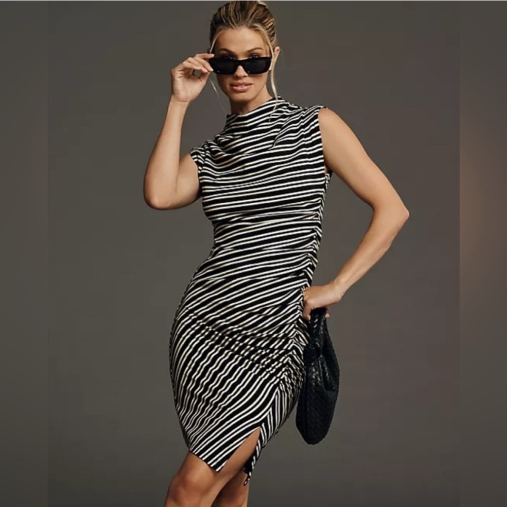 Anthropologie Black and White Asymmetrical Dress